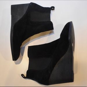 Lucky Brand Shoes - Lucky Brand Black Wedge Suede Ankle Bootie Size 10 Lucky Brand Shoes - Lucky Brand Black Wedge Suede Ankle Bootie Size 10